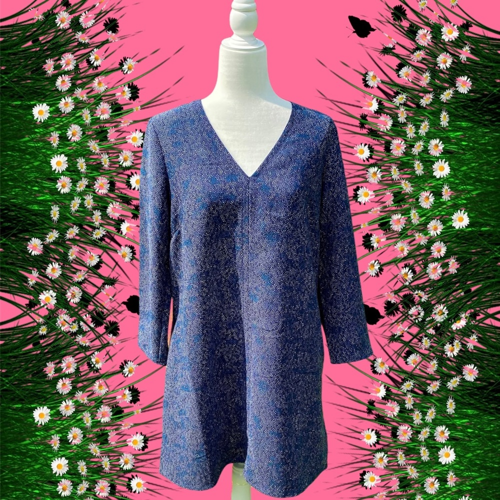 Gap Blue Dotted Shift Dress with Pockets, Sz Sm